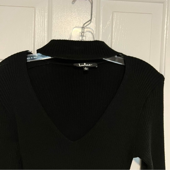 Lulu’s Sweetest Devotion Black Turtleneck Choker Sweater Dress Black Large F2 - Picture 4 of 5